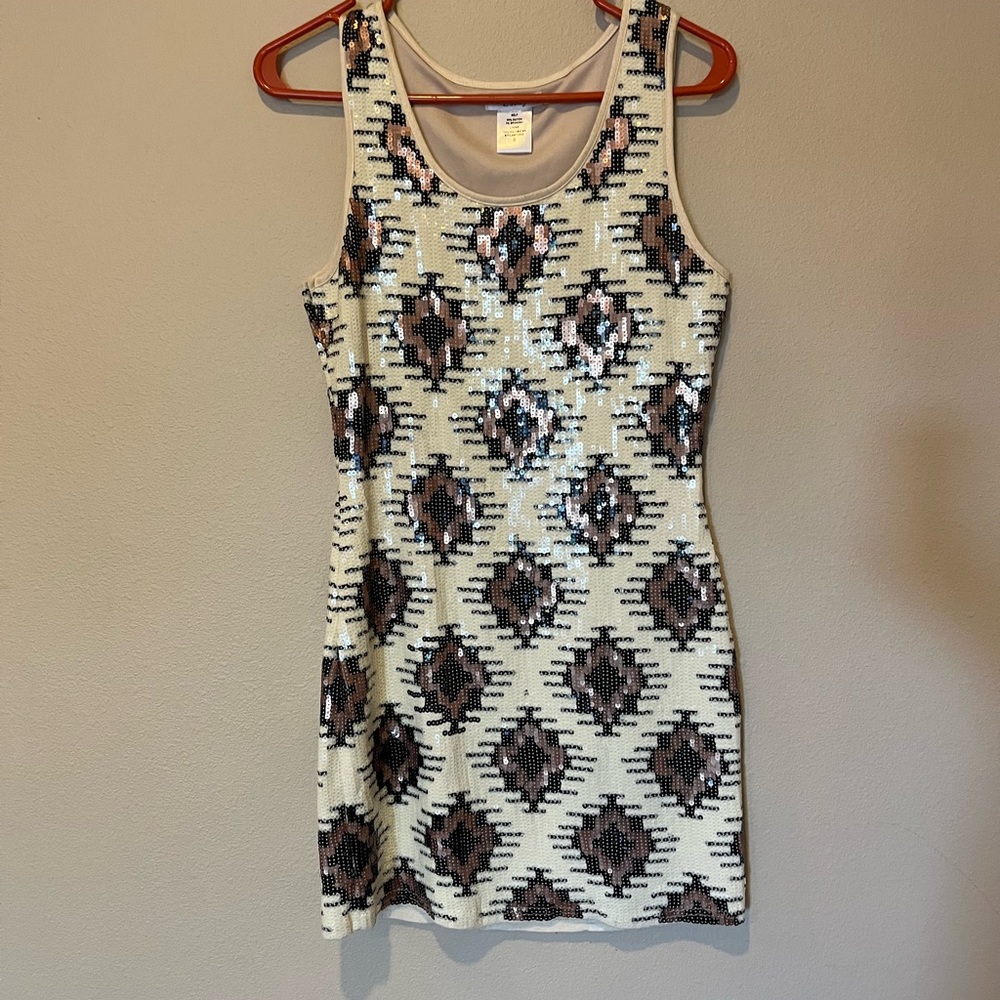 Esley Black and White Sequin Mini Dress